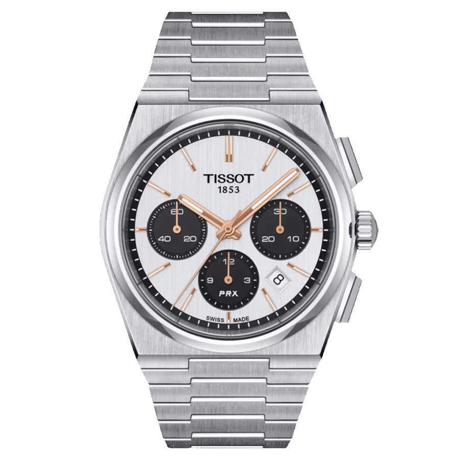 Tissot PRX Automatic Chronograph White Dial Steel Bracelet 42 mm