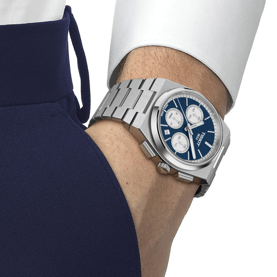 Tissot PRX Automatic Chronograph Blue Dial Steel Bracelet 42 mm
