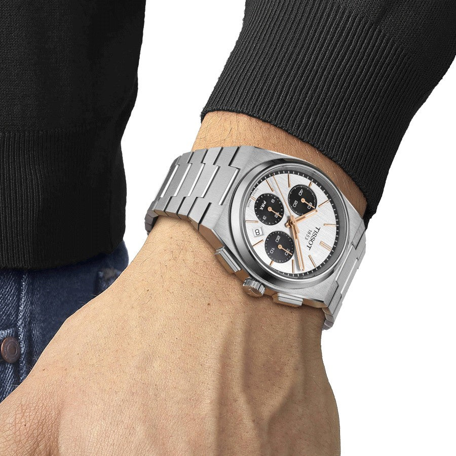 Tissot PRX Automatic Chronograph White Dial Steel Bracelet 42 mm