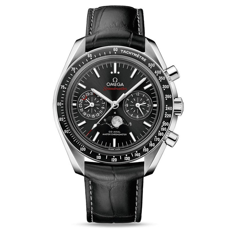 Omega Speedmaster Moonphase 44.25 mm, steel on leather strap
