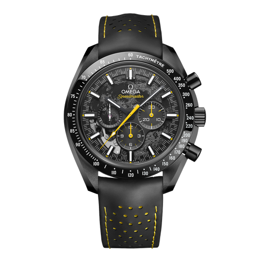 Omega Speedmaster dark side of the moon 44.25 mm, black ceramic on rubber strap