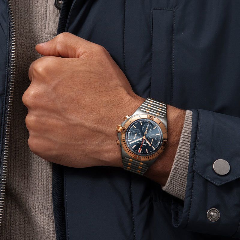 Breitling Chronomat B01 42, Blue Dial and Stainless steel & 18k red gold Case