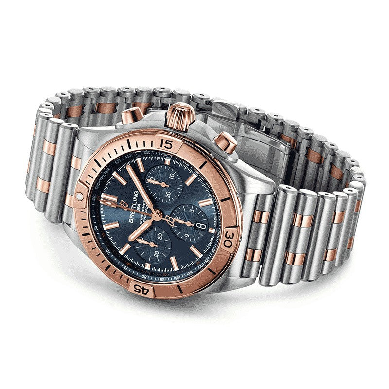 Breitling Chronomat B01 42, Blue Dial and Stainless steel & 18k red gold Case