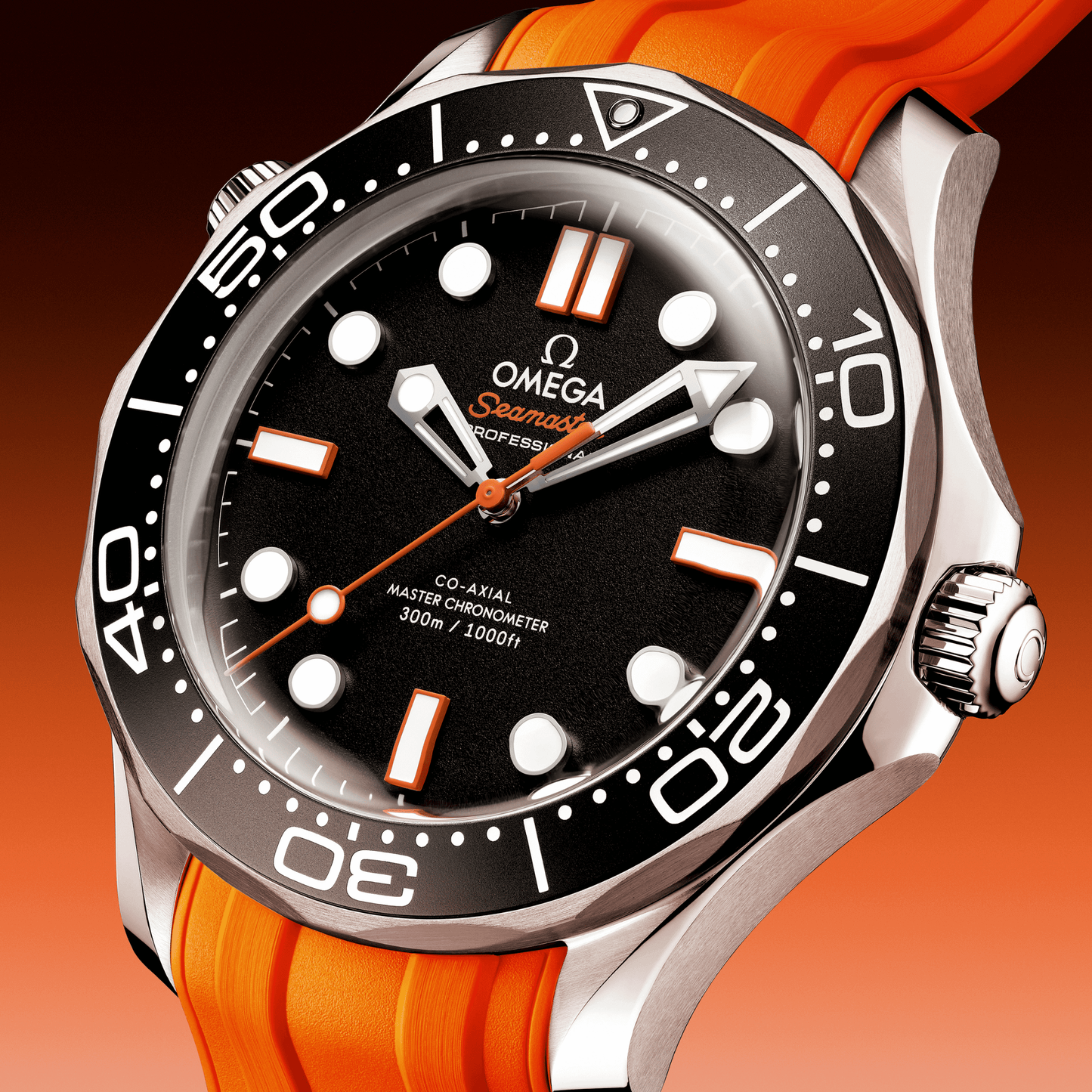 Omega Seamaster Diver 300m 42 mm, steel on rubber strap
