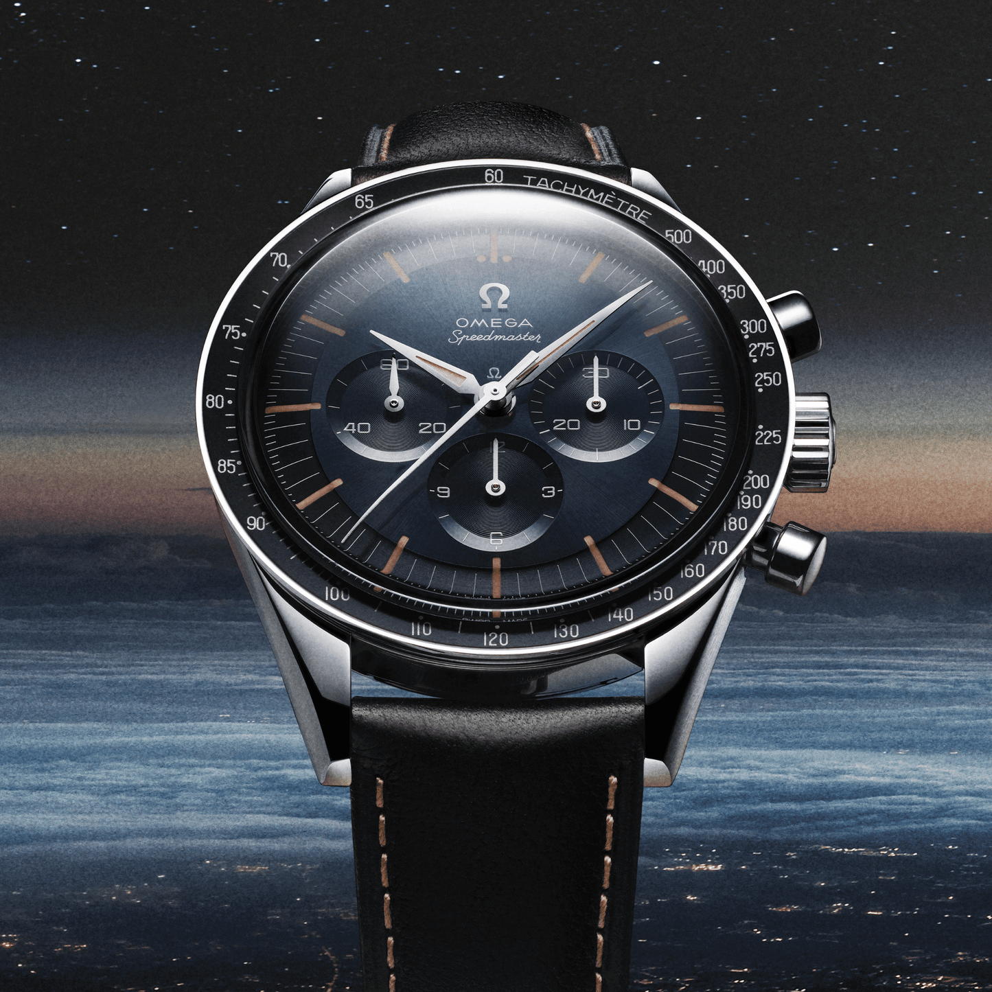 Omega Speedmaster First Omega In Space 39.7 mm, steel on leather strap