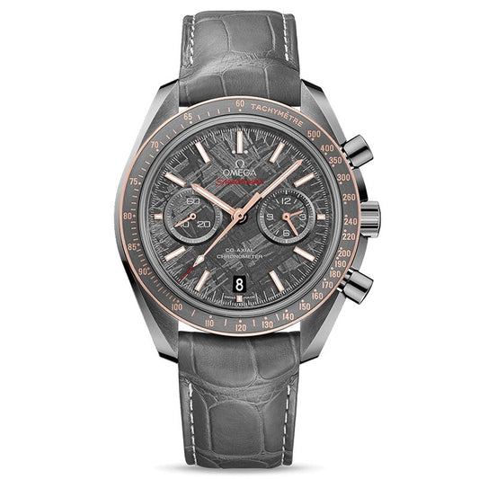 Omega Speedmaster dark Side of the moon 44.25 mm, grey ceramic on leather strap with foldover clasp