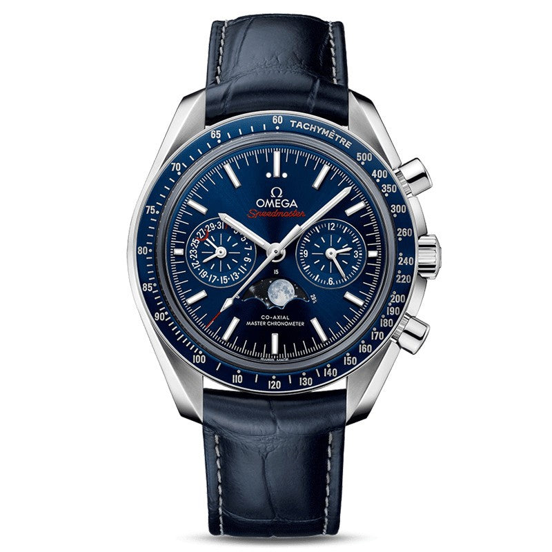 Omega Speedmaster Moonphase 44.25 mm, steel on leather strap