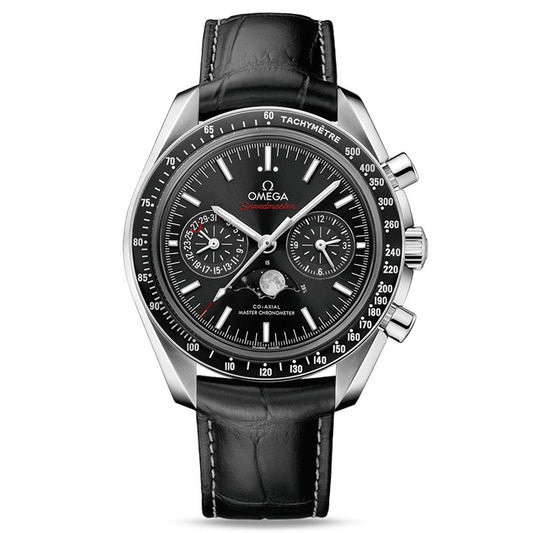 Omega Speedmaster Moonphase 44.25 mm, steel on leather strap